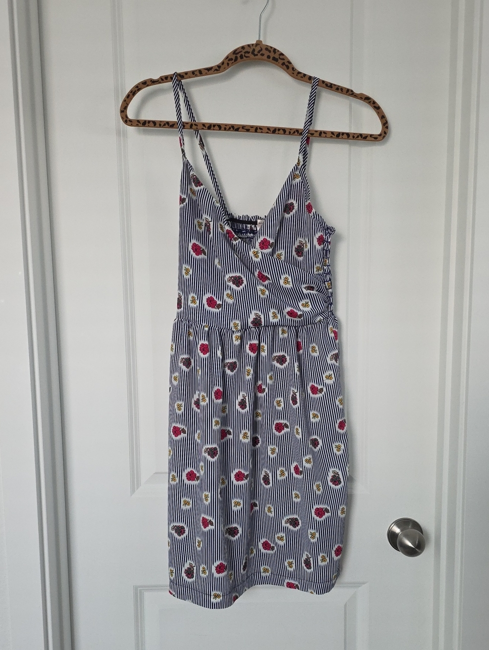 Audrey 3+1 Navy Blue and White Striped Floral Dress